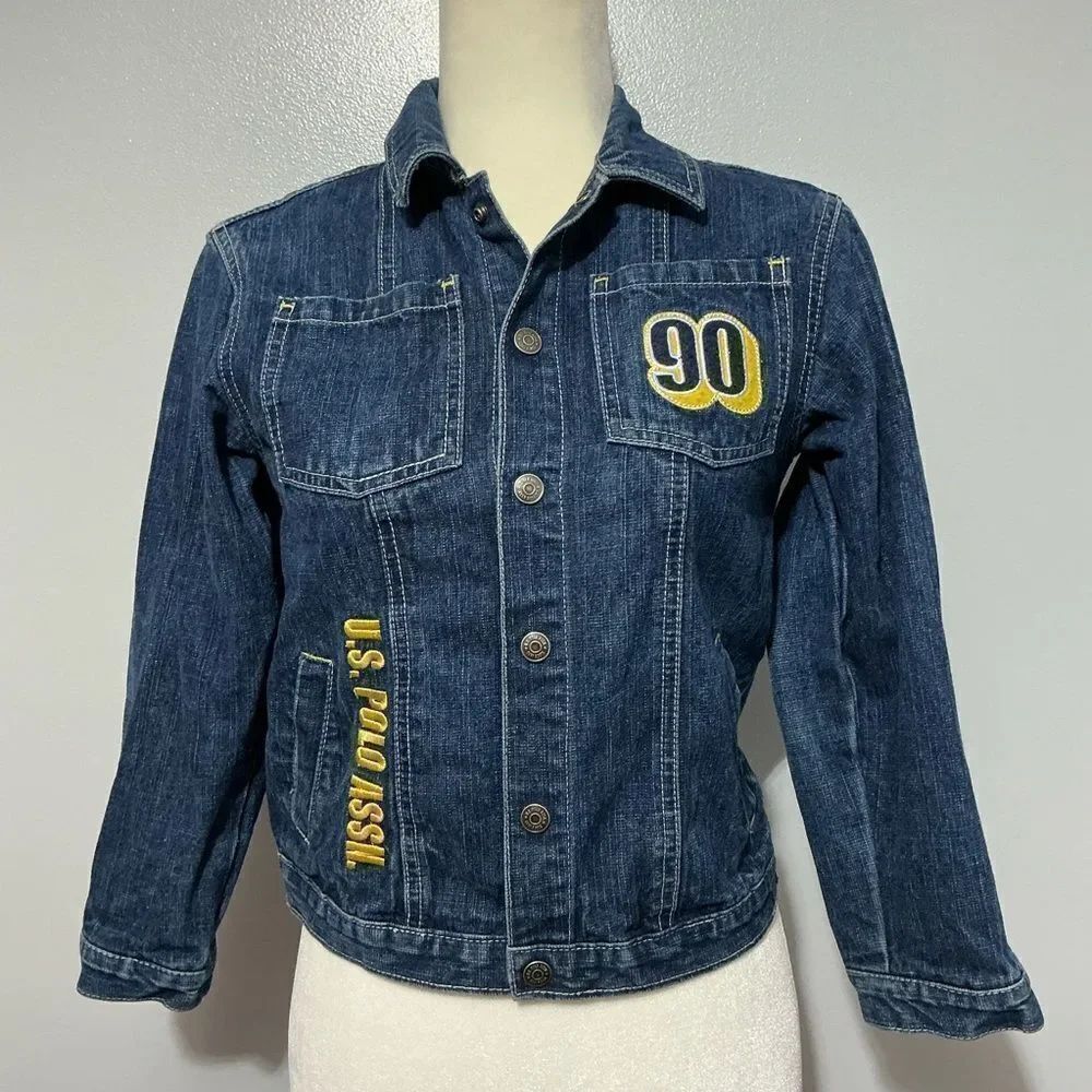 US POLO ASSN 1890 Kids Size 7X Blue Denim Jacket (Trucker Style)